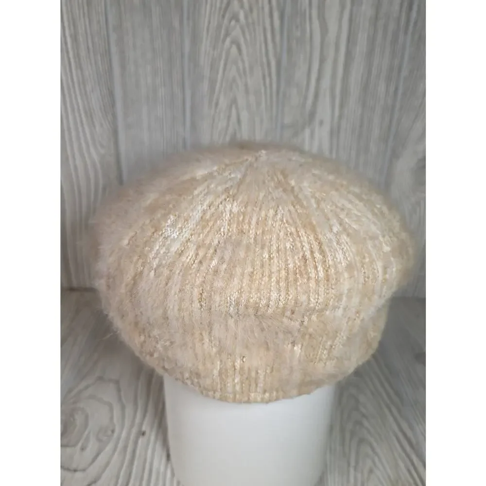 David & Young Fuzzy Angora Blend Newsboy Beret Style Cap